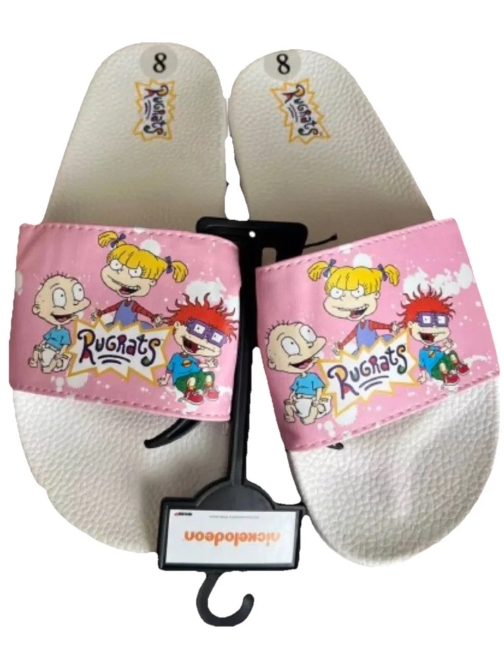 Nickelodeon Rugrats Pink Kids Slide Sandals Size 8 NWT Retro 90s